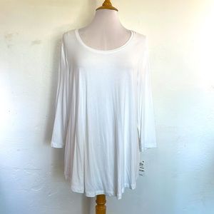 The JM Collection Scoop Neck Pull Over White Light Weight Top Extra-Large